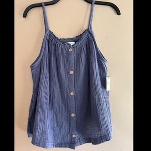 NEW Blue Tank With Buttons